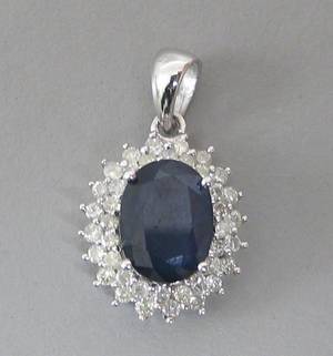 Safir- og diamant vedhæng 