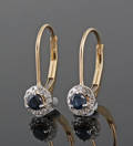 Diamond and sapphire earrings, yellow gold, approx. 0.09ct 2