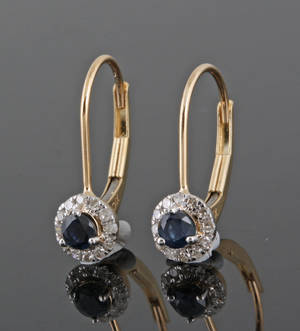 Diamond and sapphire earrings, yellow gold, approx. 0.09ct 2