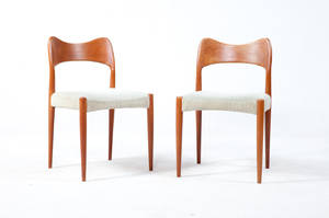 Paar Esstischstühle, Teak 2