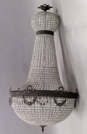 Kolossal sækformet prismekrone, H. 158 cm.
