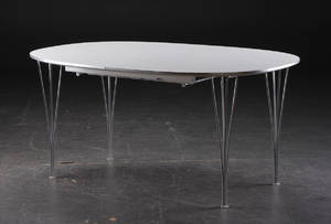 Piet Hein  Bruno Mathsson. Super Ellipse spisebord med to tillægsplader 3