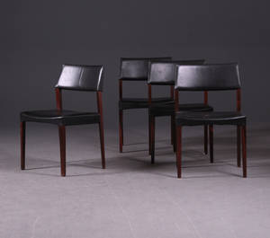 Dansk Møbelproducent Fire stole, palisander, læder 4