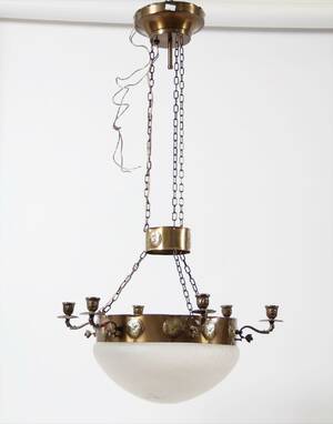 Taklampa med sex ljusarmar, 1900-tal