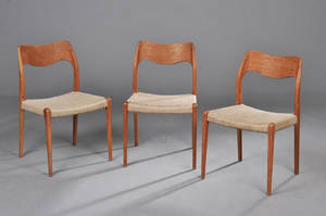 N. O. Møller. Spisestole af teaktræ, model 71 3