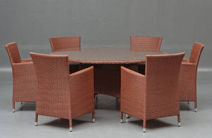 Havemøbler. Seks havestole samt bord, brun polyrattan 7