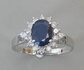 Safir- og brillant ring