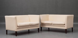 Sæt 2. pers sofaer, lys uld 2