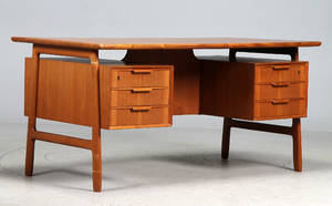 Omann Jun. Fritstående skrivebord, teaktræ 