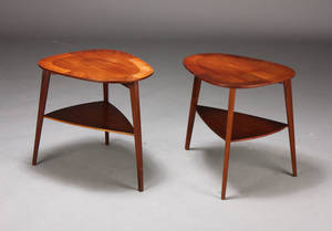 Dansk møbelproducent, par sidebord lampebord, teaktræ 2