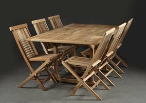 Trädgårdsmöblemang i teak, bord och 6 st stolar 7. 