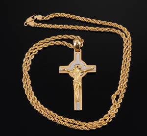 Guldcollier med korsvedhæng - 25,5 gram