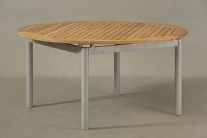 Havebord af teak, grålakeret stel af aluminium
