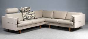 Hjørnesofa, sandfarvet kanvasstof