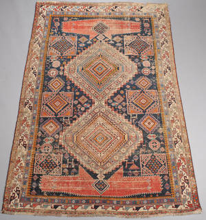 Antik kaukasisk Shirvan tæppe, 233x153 cm.