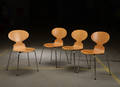 Arne Jacobsen. Fire myrestole, model 3101, bøgetræ 4 