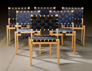 Alvar Aalto. Sæt på seks stole af birk, model 611 6