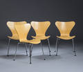 Arne Jacobsen. Fire Syverstole, model 3107, egetræ 4 