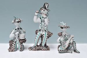Bjørn Wiinblad. Tre figurer af glaseret lertøj.3