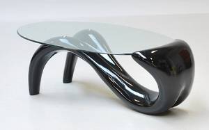 Moderne design sofabord med oval glasplade - Sort