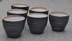 6 gråglaserede krukker 6