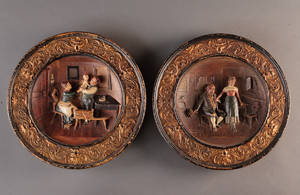 Par tyske keramikplatter ca.1880 2