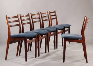 Dansk møbelproducent. Et sæt på seks stole af palisander. 6