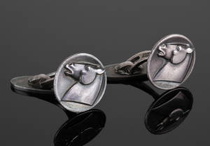 Georg Jensen Et par manchetknapper af oxyderet sterlingsølv 925. 2