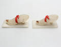 NIPPERSKÅLAR 1 par, alabaster, skoformade, sannolikt 1800-tal.