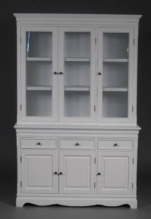 2-delt vitrineskab af hvidbemalet træ