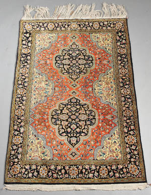 Persisk Qum silketæppe, 151x103 cm.