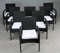 Otte armstole, sort polyrattan, aluminium stel 8