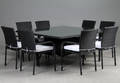 Havemøbler. Kvadratisk bord samt otte armstole, sort polyrattan 9