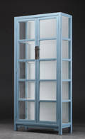 Vitrineskab, blå antikbemaling