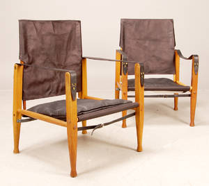 Kaare Klint, stolar 4700 Safari, skinn, 2 st