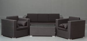 Havemøbler. Loungemøblement, sofa, sort polyrattan 5