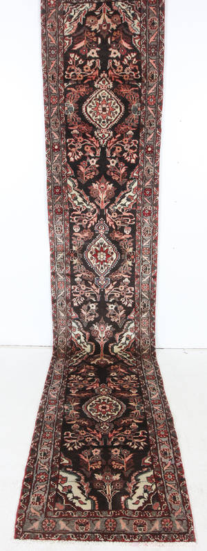 Persisk handknuten matta old Hamedan 410x75 cm