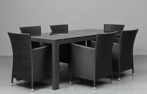 Havemøbler. Seks armstole samt bord med granitplader 7