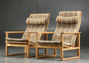Børge Mogensen. Par slædestole lænestole, egetræ, model 2254 2