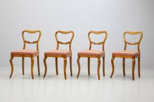 STOLAR, 4 st, björk, 1800-talets andra hälft