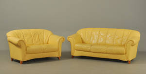 To- og tre-pers. sofa betrukket med læder 2