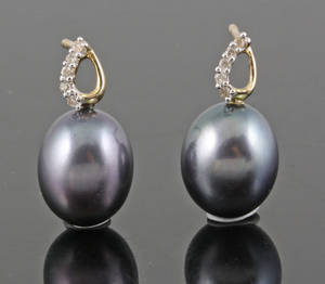 Fresh water pearls diamond earrings approx. 0.05ct 2