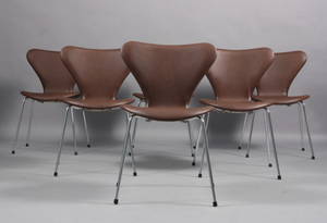 Arne Jacobsen. Sæt på seks stole model 3107 6
