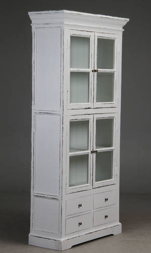 Vitrineskab, hvid antikbemaling