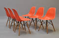 Charles Eames. Sæt på seks skalstole, model DSW - Orange 6 