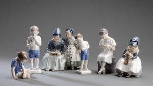 Royal Copenhagen og Bing  Grøndahl. Seks figurer af porcelæn
