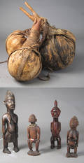 Etnografica, tre drikkedunke samt fire figurer 7 
