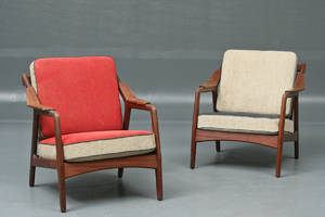 H. Brockmann-Petersen, Par lænestole, teak, dansk møbeldseign, 1950erne 2 