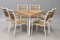 Daneline Havemøbler.Trekantet havebord samt seks armstole, artwood  