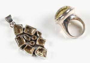 Smykkesæt af sterling sølv med citriner 2